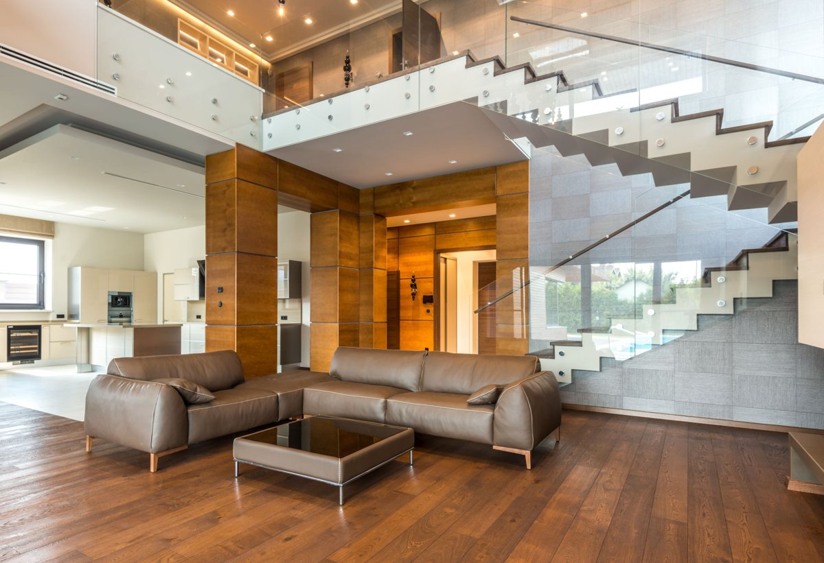The original listing photo of a modern living room